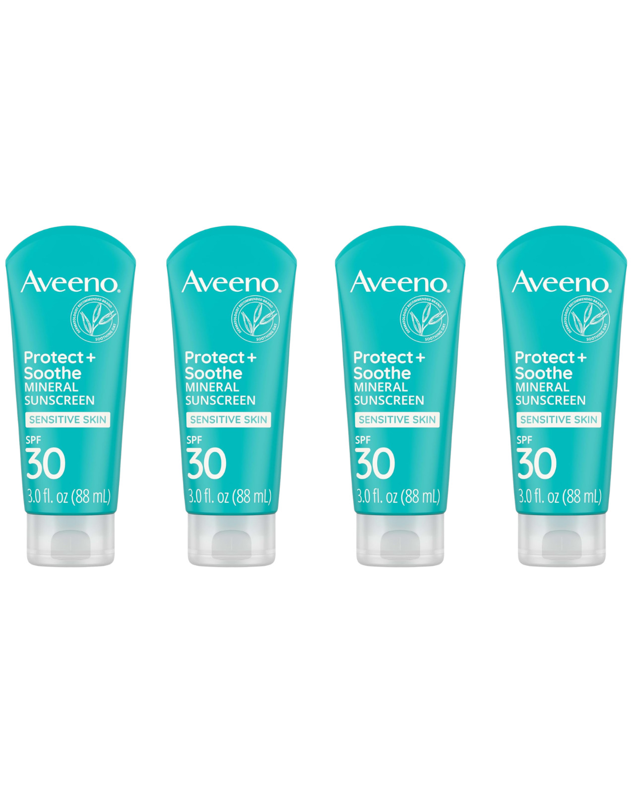 4 Pack Aveeno Protect + Soothe Mineral Sunscreen SPF30 3oz EXP 09/2025