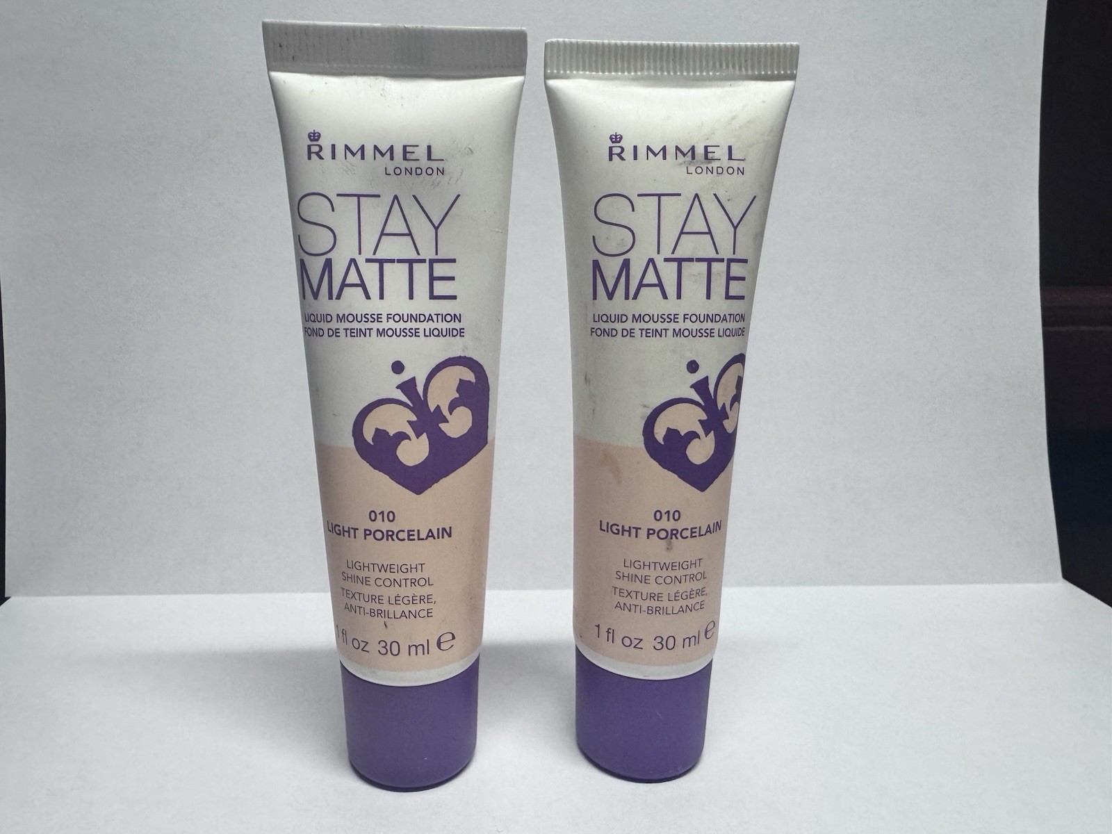 2x Rimmel London STAY MATTE Liquid Mousse #010 LIGHT PORCELAIN Foundation