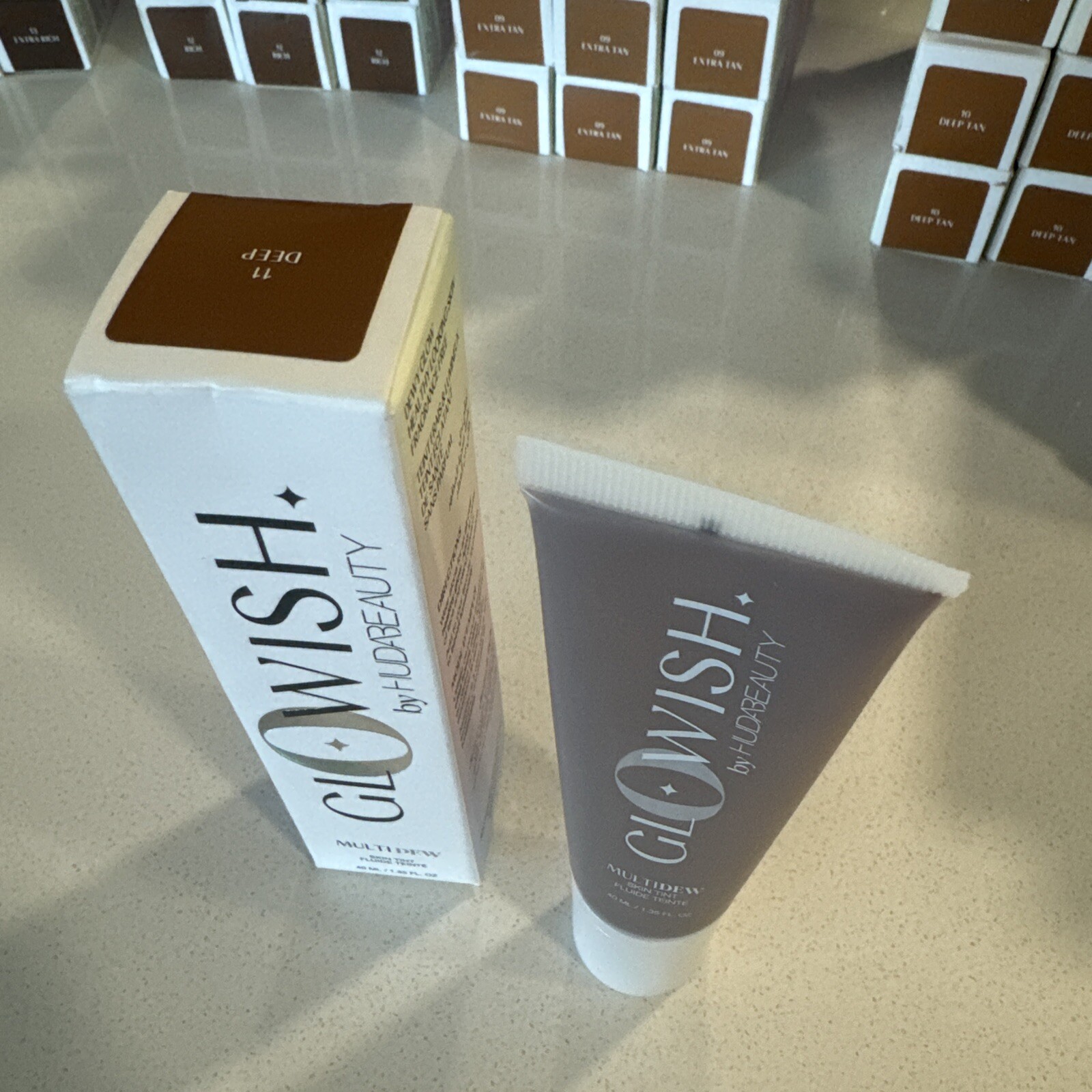 BNIB Glowish by Huda Beauty Multi Dew Skin Tint 1.35oz / 40mL Deep 11-