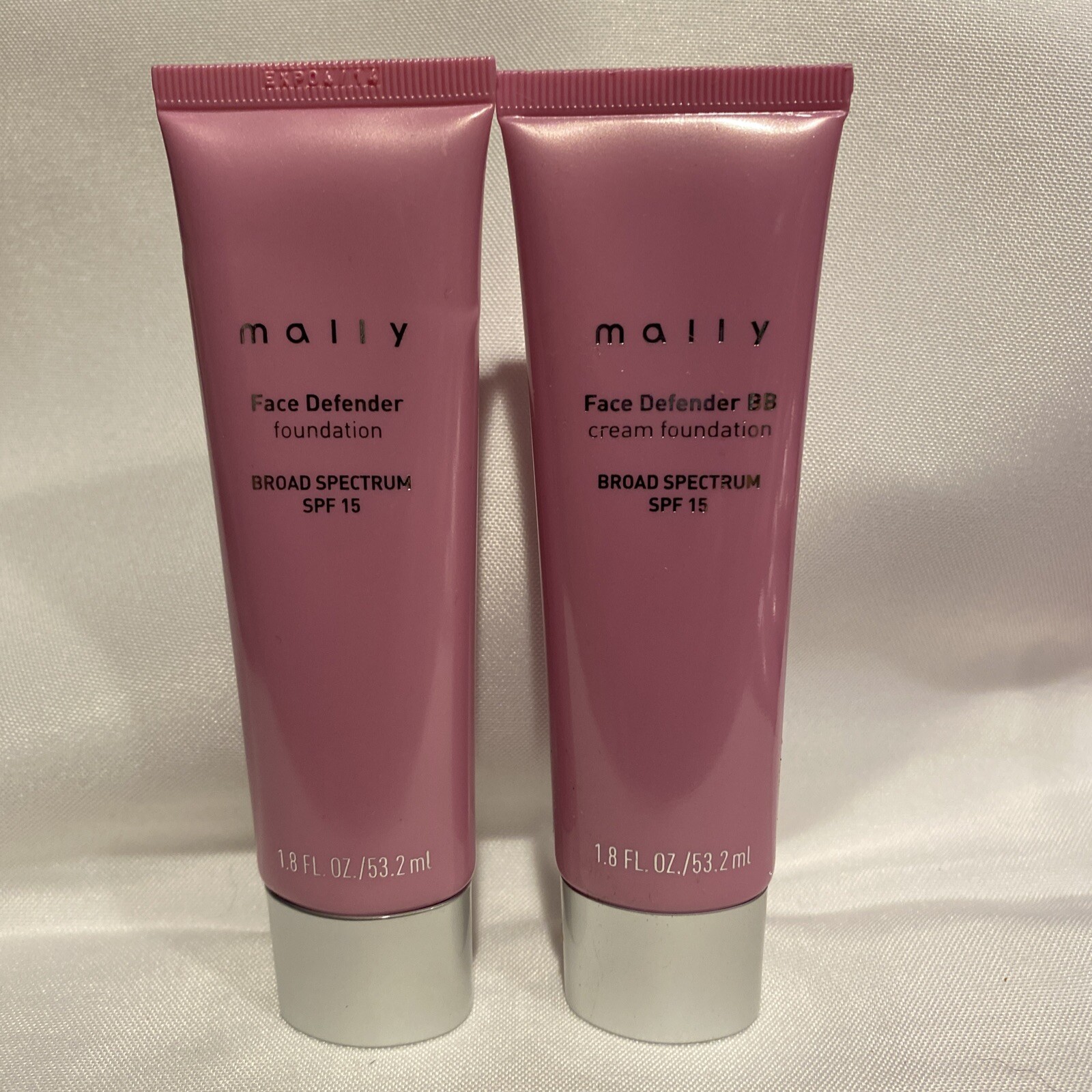 2 Pk Mally Face Defender Foundation SPF 15 Sunscreen MEDIUM 1.8 oz NWOB