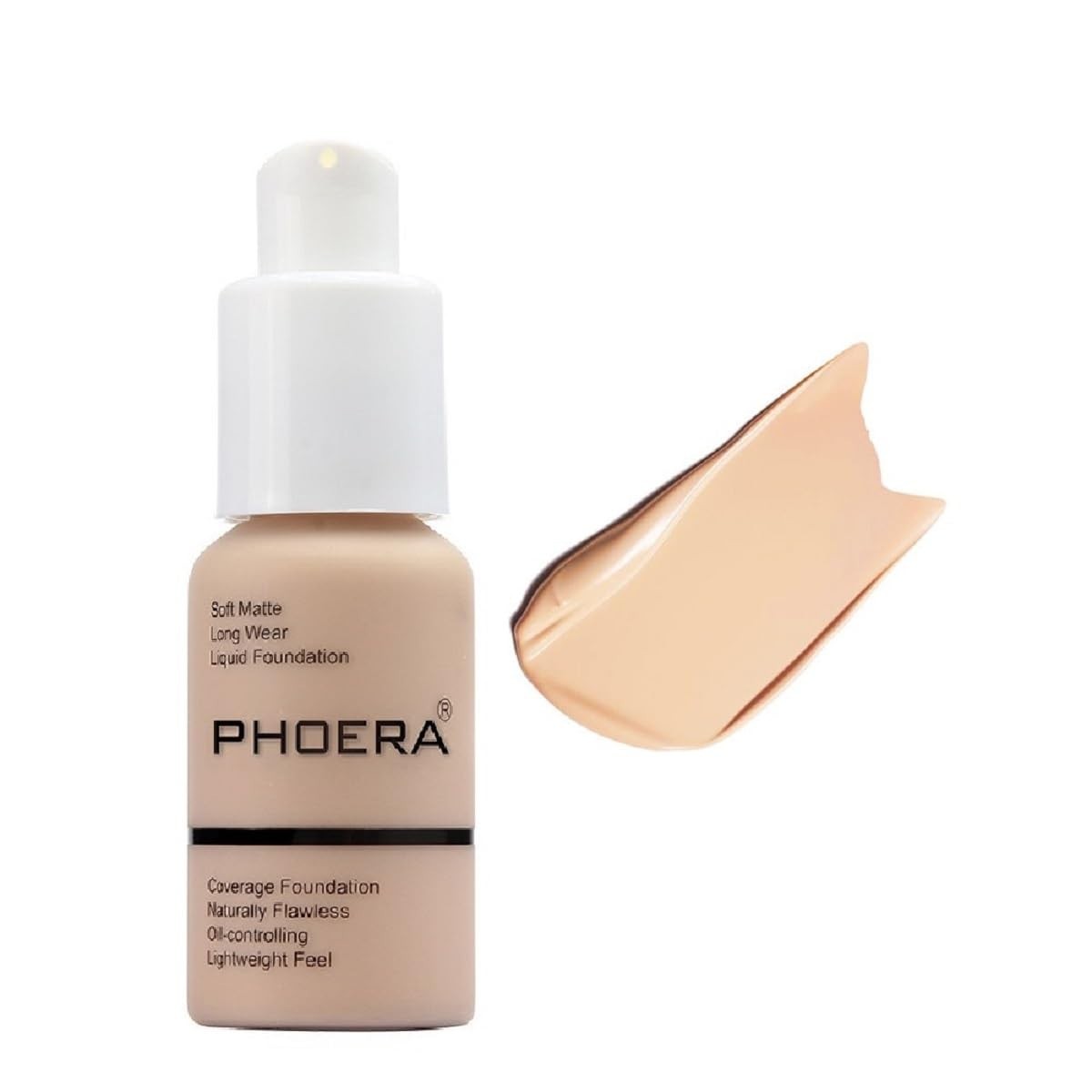 PHOERA Flawless Soft Matte Foundation 24HR – 102 Nude, Full Coverage, Waterproof