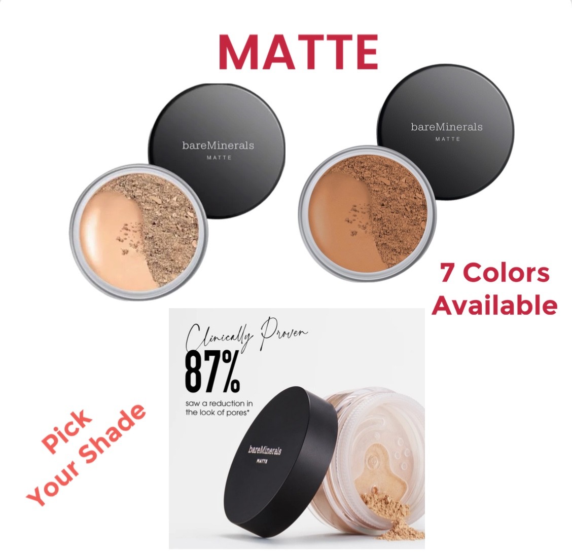 Bare Minerals MATTE Original Foundation SPF15 (6g/ 0.21 Oz) Choose Your Shade