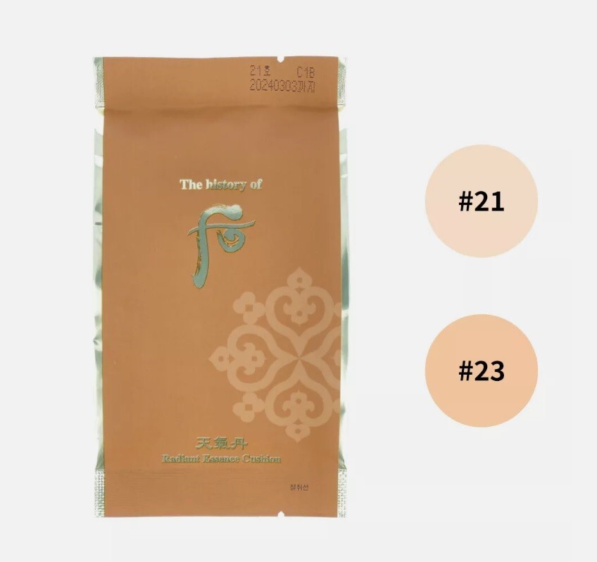 K-BEAUTY THE WHOO Radiant Essence Cushion (Main 15g + Refill 15g) #21 ,#23 beaut