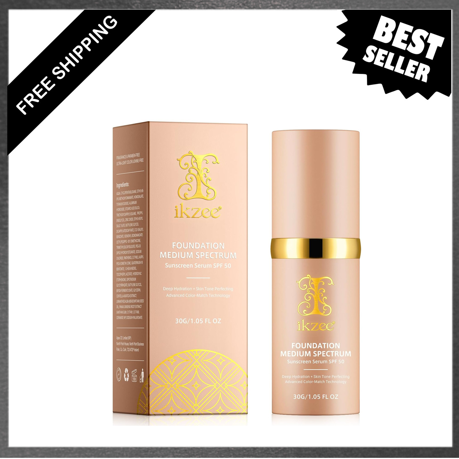 Color Changing Foundation 4-in-1 Liquid Base Makeup Moisturizing Sunscreen