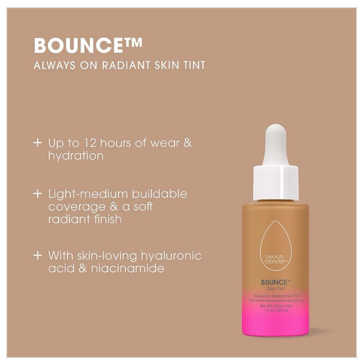 Beautyblender 12-Hour Always on Radiant Skin Tint, Breathable Serum Foundation