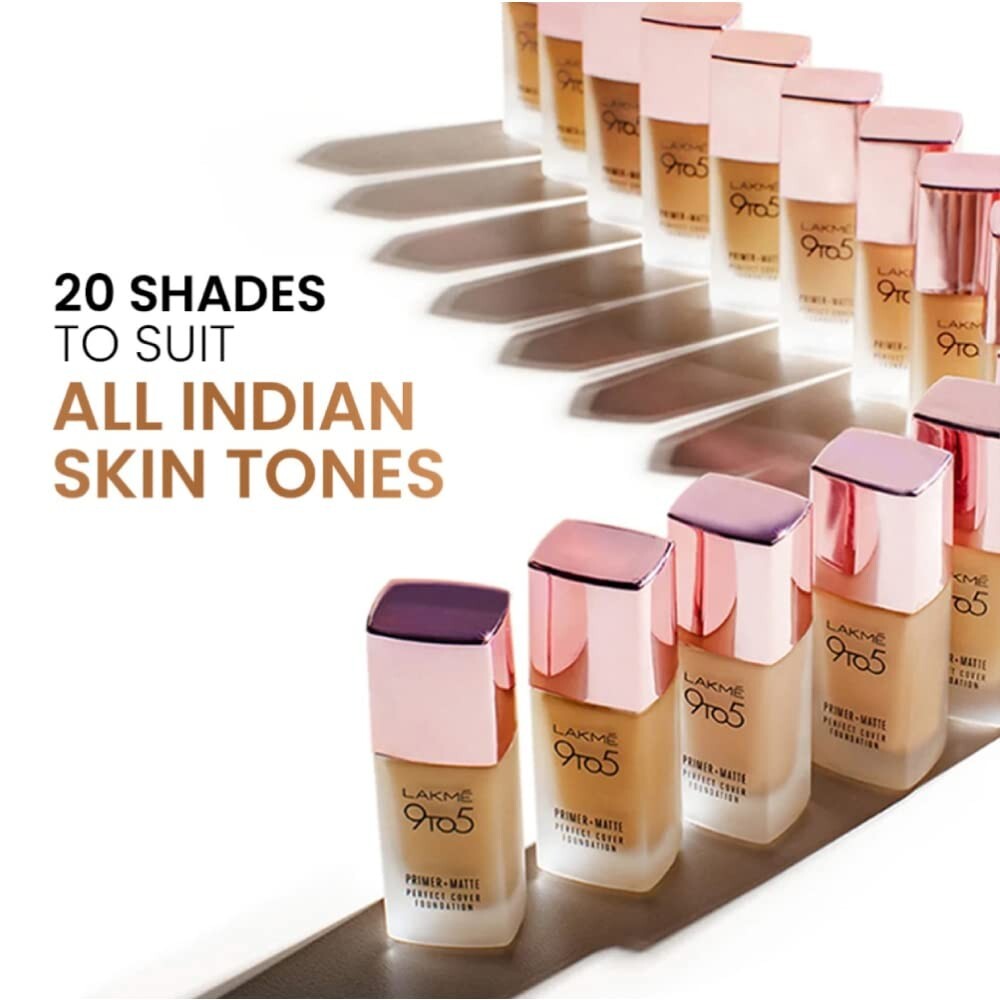 Lakme 9 to 5 Primer + Matte Perfect Cover Liquid Foundation W240 Warm Beige 25ml
