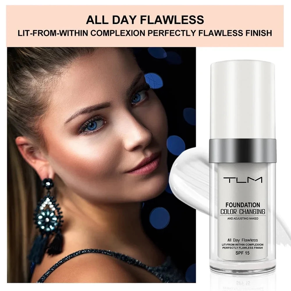Color Changing Foundation by TLM, Liquid Foundation Makeup, All Day Flawless Age