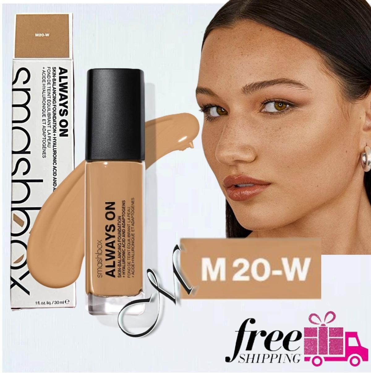 SMASHBOX ALWAYS ON Skin Balancing Foundation* ~ M20-W (Medium Warm) 30ml NIB $45