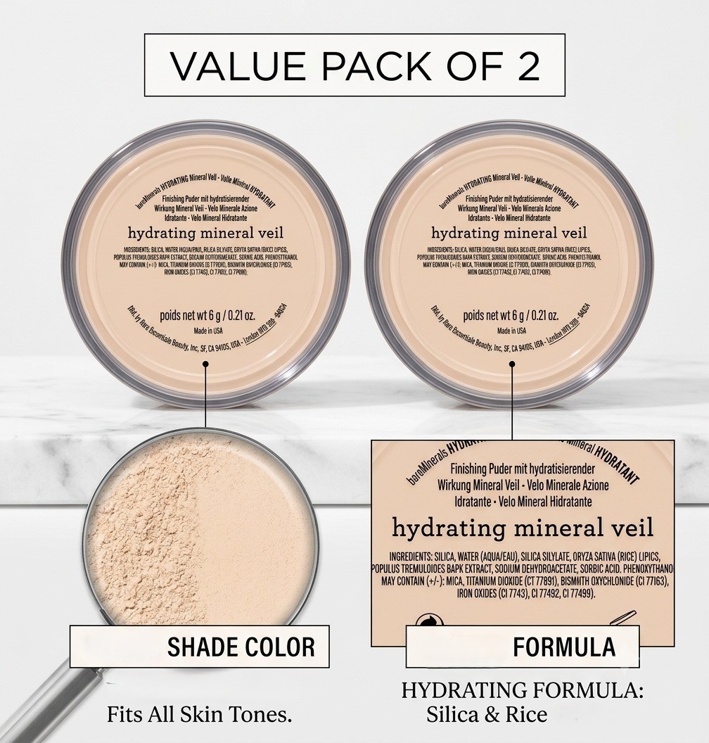 BareMinerals Hydrating Mineral Veil Loose Setting powder 9g/0.30oz 2 PACK