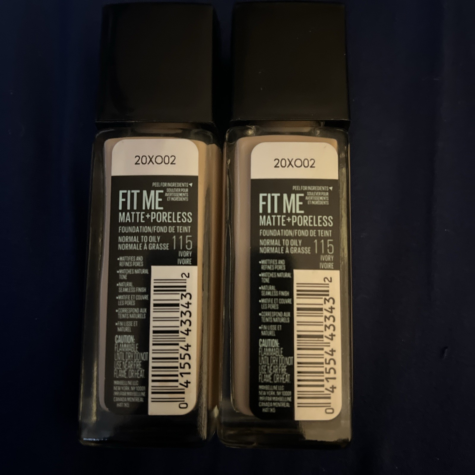 Maybelline Matte + Poreless Liquid Foundation #115 Ivory LOT OF 2 NEW