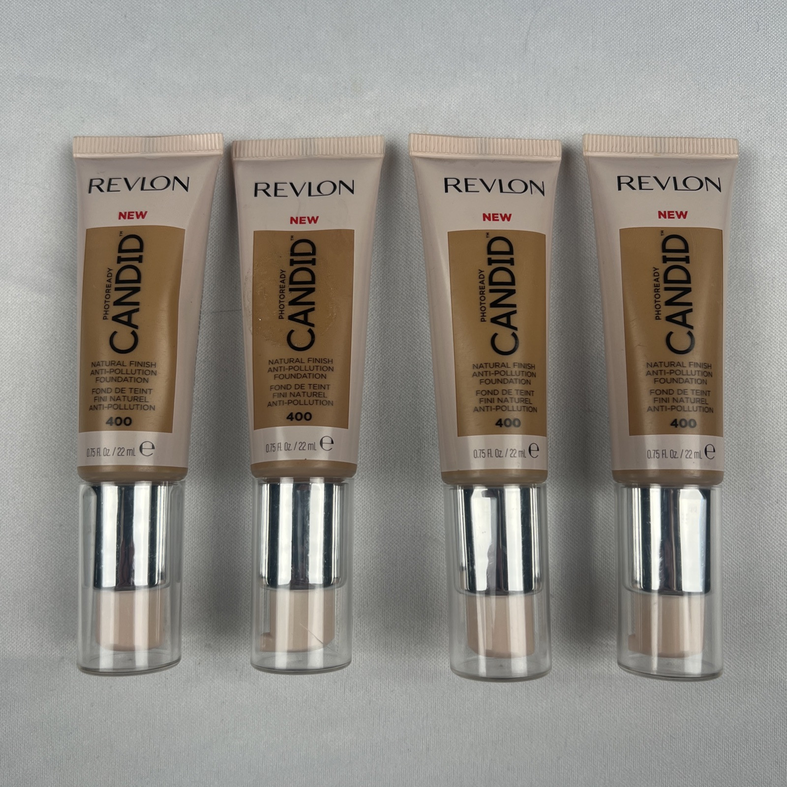 Lot of 4 Revlon PhotoReady Candid Natural Finish Foundation #400 Macadamia