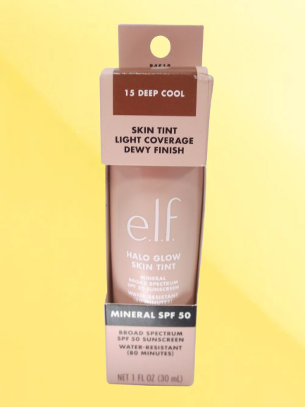 E.L.F. HALO GLOW SKIN TINT MINERAL SPF 50 SUNSCREEN 15 DEEP COOL 1 OZ BOXED