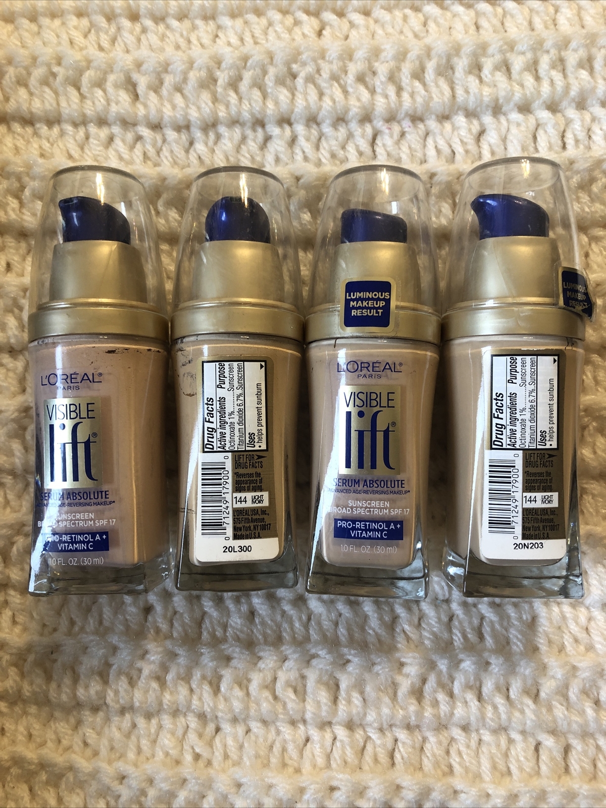 4x Loreal Visible Lift Serum Absolute #144 Light Ivory