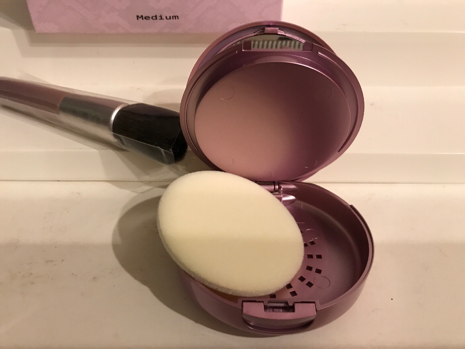 mally Perfect Skin Illuminating Refiner w/brush and puff MEDIUM 0.26 OZ NIB