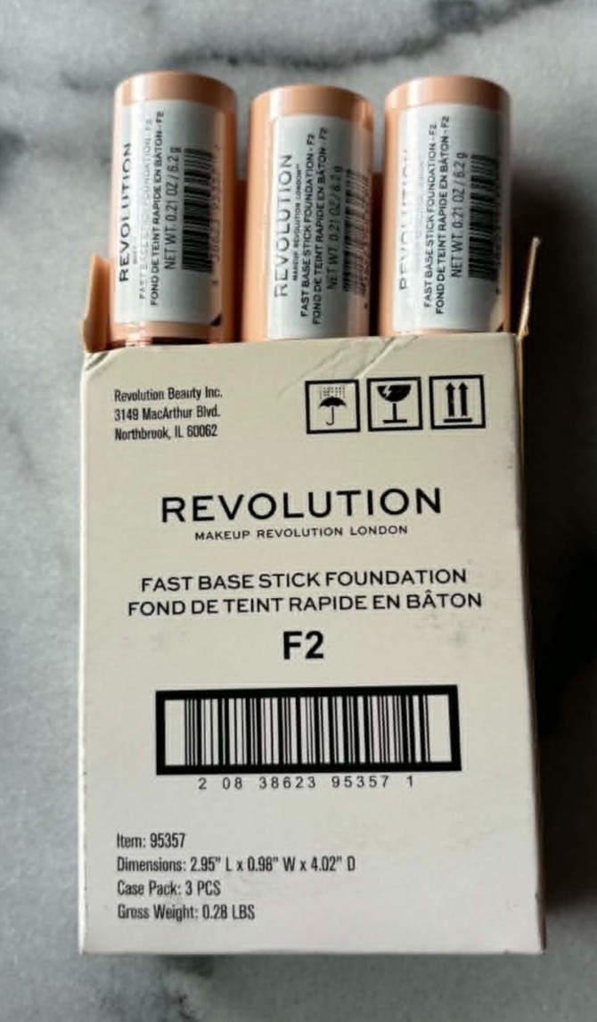 Revolution Fast Base Stick Foundation F2 Lot of 3
