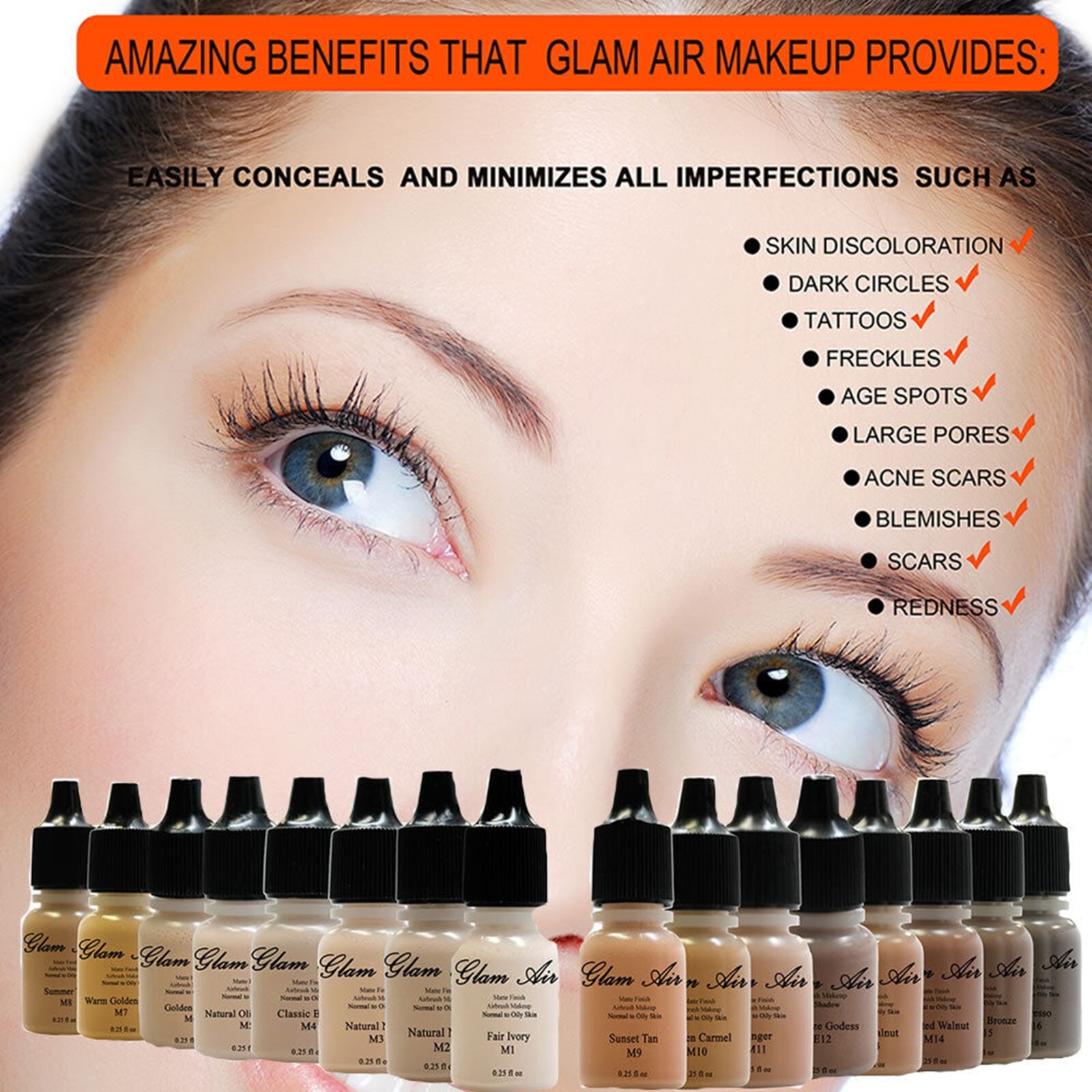 Glam Air Full Coverage Foundation Makeup Normal to Oily Skin 16 Shades