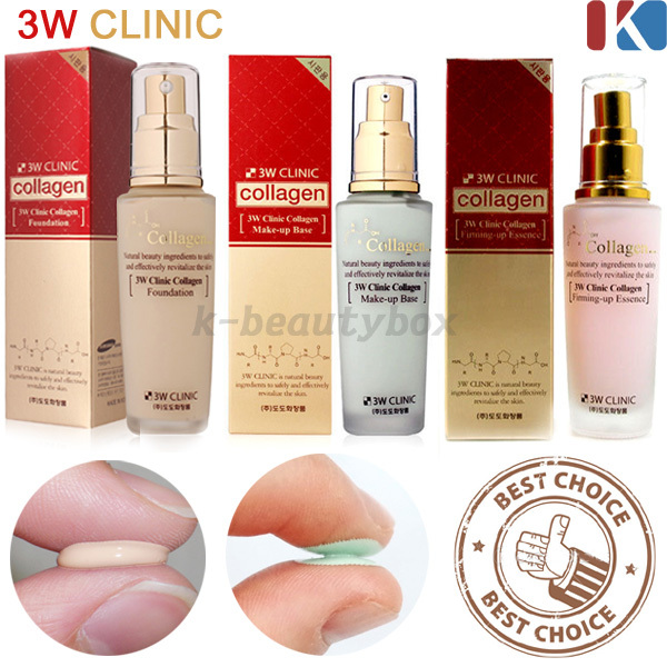 3W CLINIC Collagen Foundation, Collagen Makeup Base, Collagen Firming-up Essence