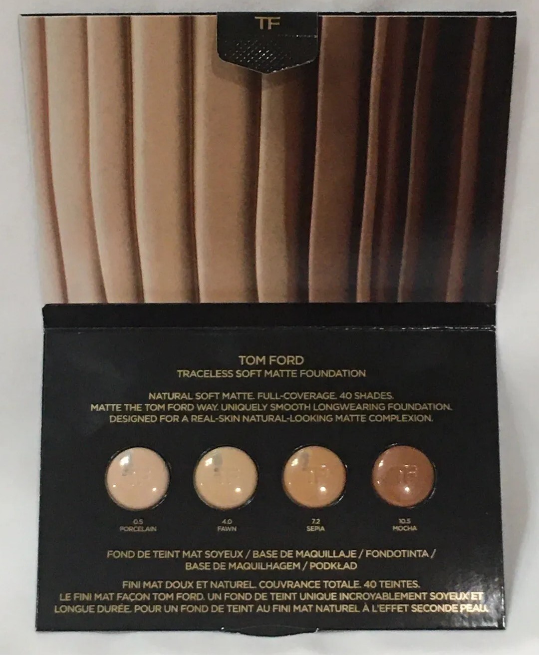 Tom Ford Foundation PORCELAIN FAWN SEPIA MOCHA Traceless Soft Matte .06 oz/1.8mL