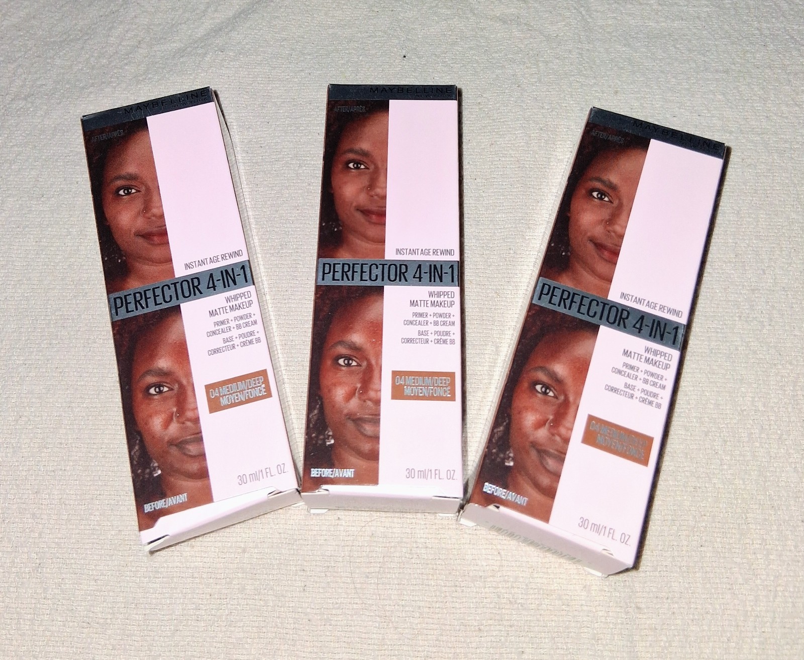 Lot x3 Maybelline Instant Age Rewind 4-In-1 Perfector Whipped Matte 04 MED/DEEP