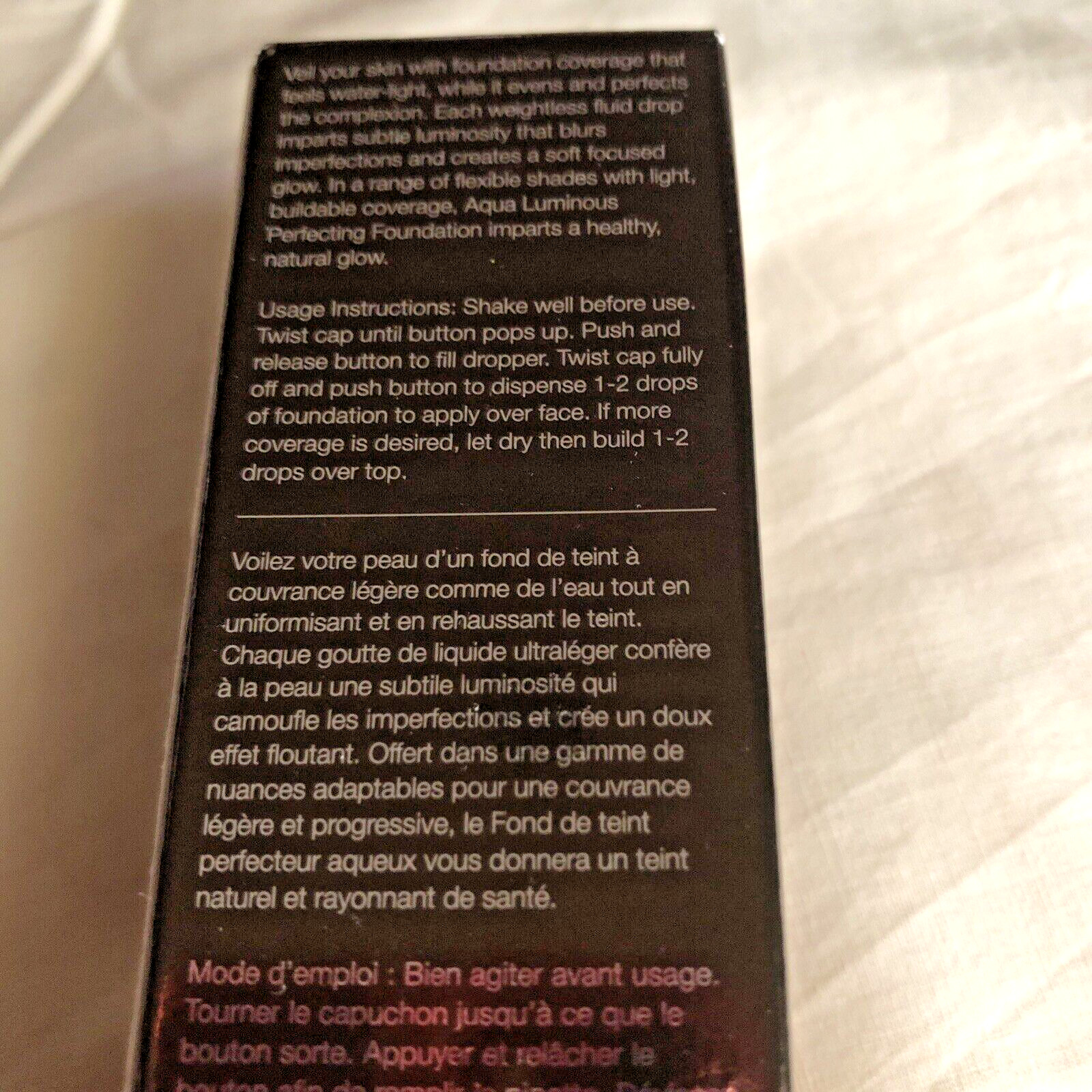 Becca Aqua Luminous Perfecting Foundation Dark Golden Full Size New Boxed SEALED