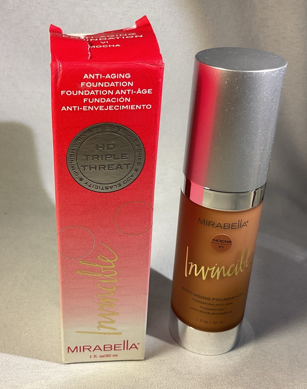 Mirabella Anti-Aging Full Coverage Foundation Mocha V1 For Wrinkles Pores NEW
