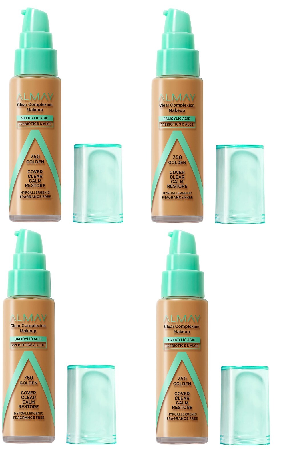 Almay Clear Complexion Acne Foundation with Salicylic Acid, 750 Golden, 4 Pack