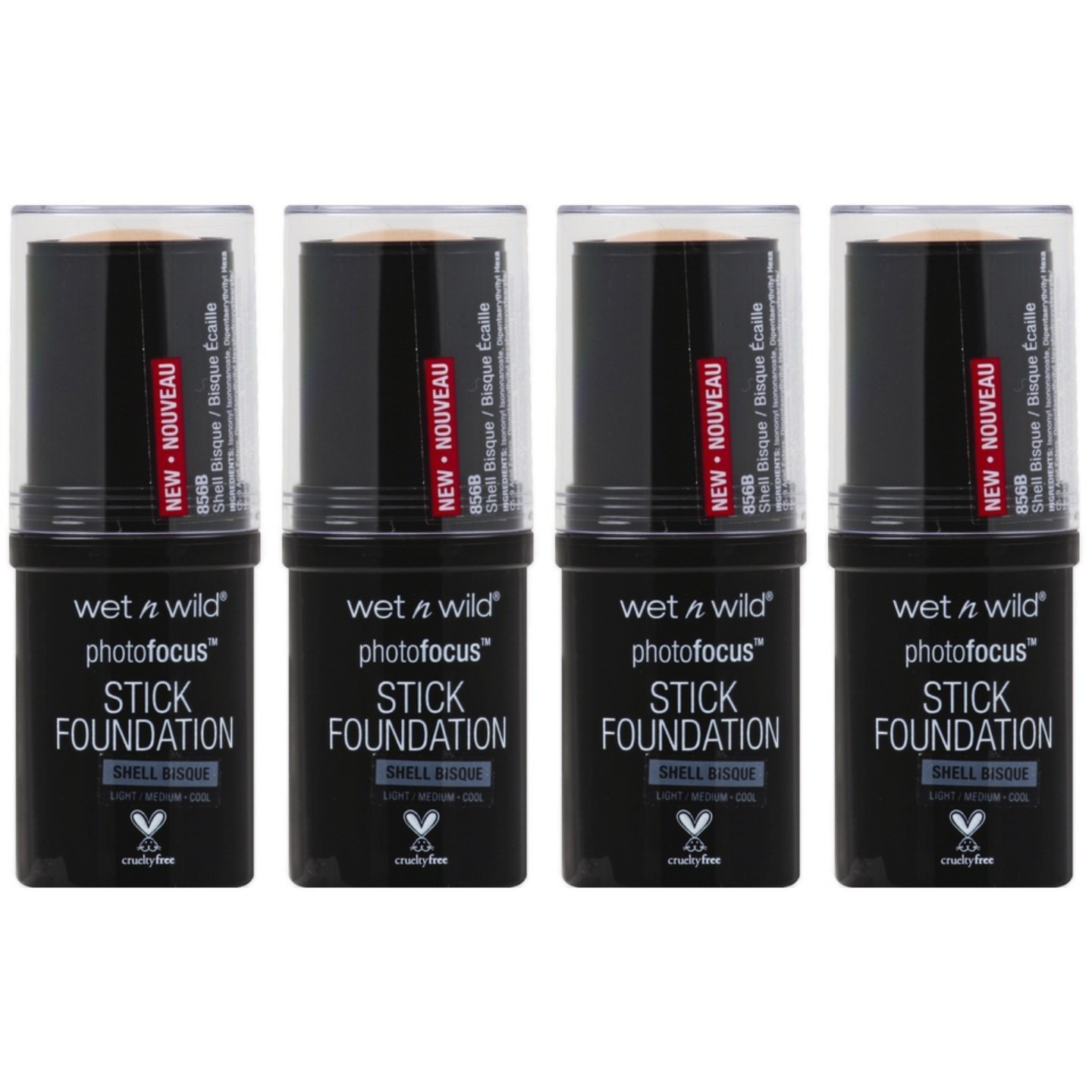 wet n wild Photo Focus Stick Foundation, Shell Bisque, Pack Of 4