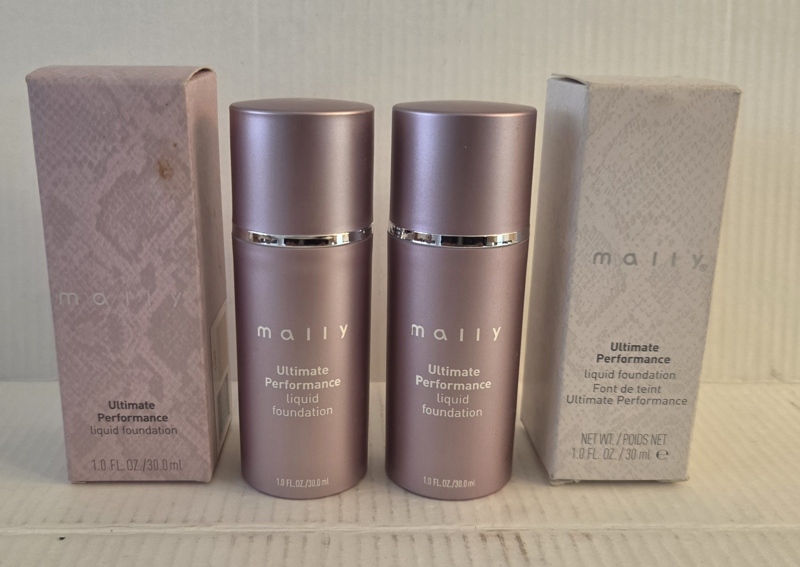 Lot of 2 Mally Ultimate Performance Liquid Foundation LIGHT 1.0 fl oz x2 NIB