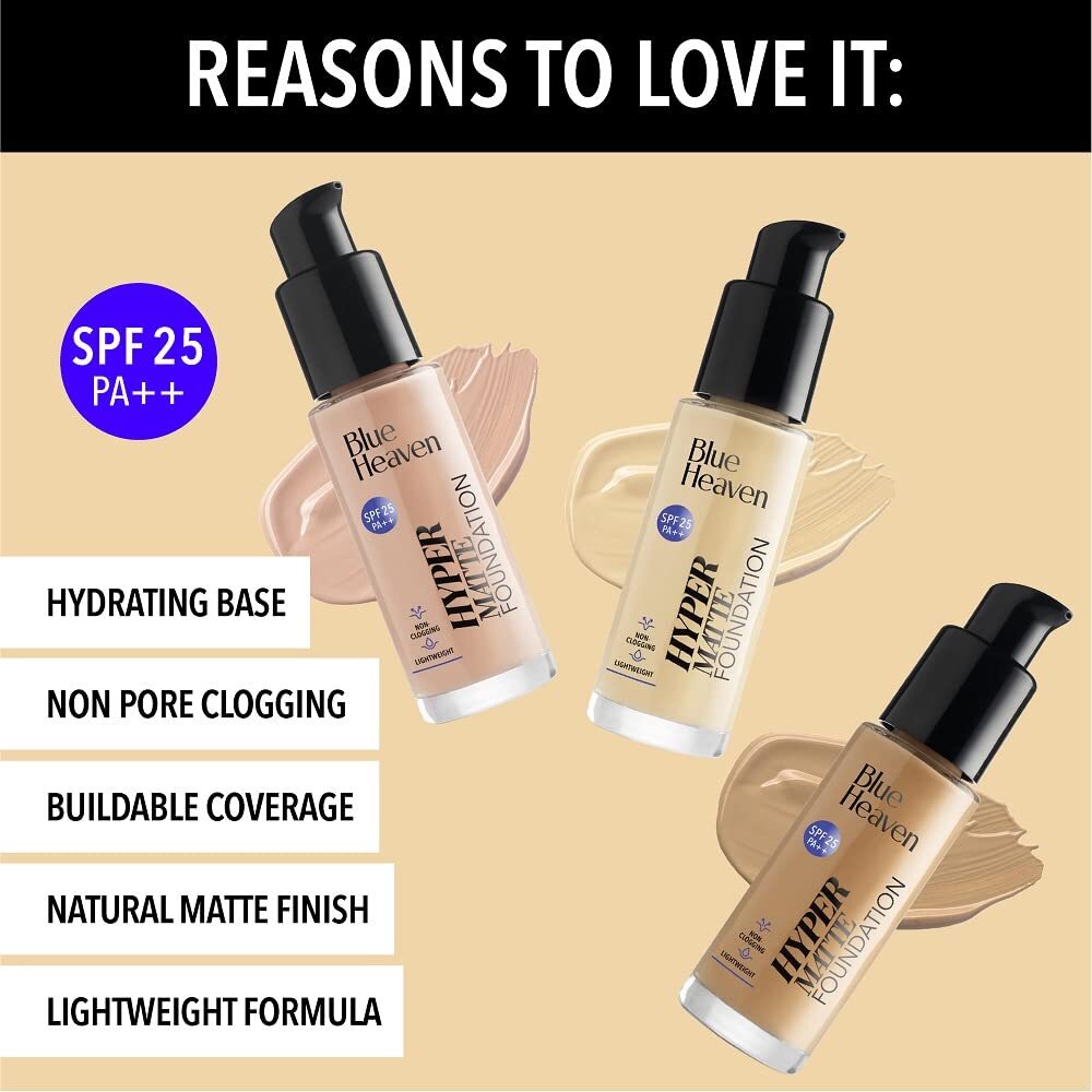 Blue Heaven Hyper Matte Foundation Rose Vanilla Fair Pink, 30ml