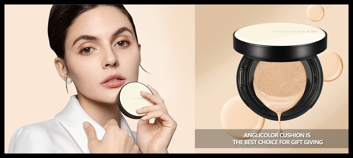 Korean Anglicolor Full Coverage Cushion Foundation Makeup #2 Nude #4 Beige