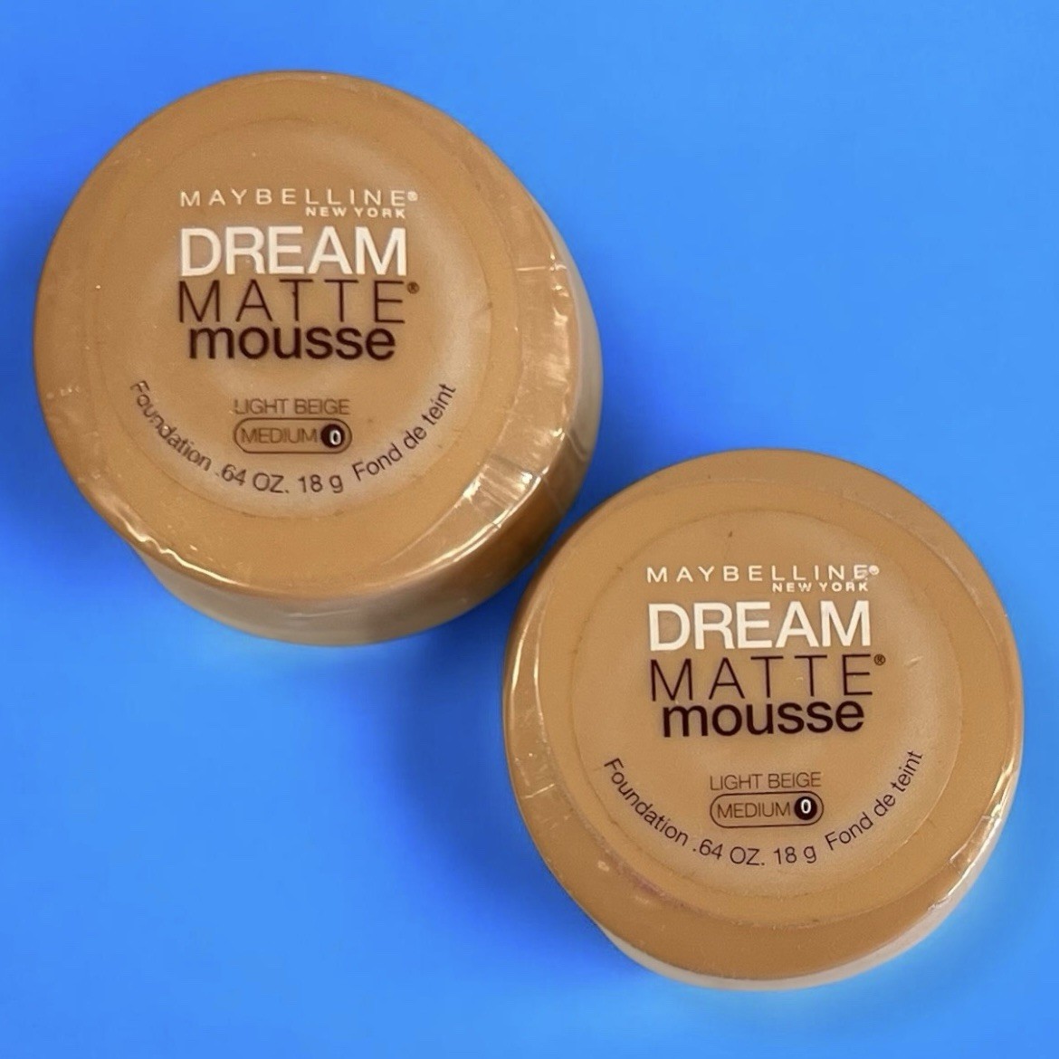 Maybelline Dream Matte Mousse Foundation Light Beige 0 Discontinued USA Made x2