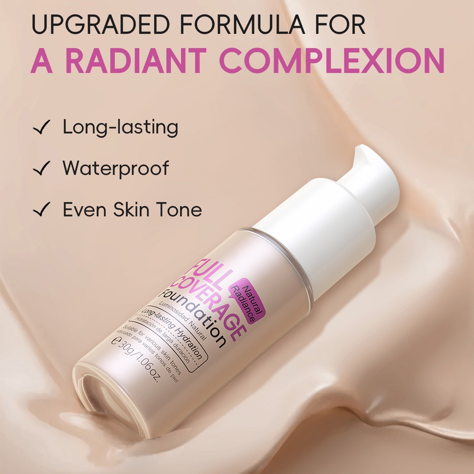 Women 1Pcs Moisturizing Full Coverage Liquid Foundation For Face Makeup 30g