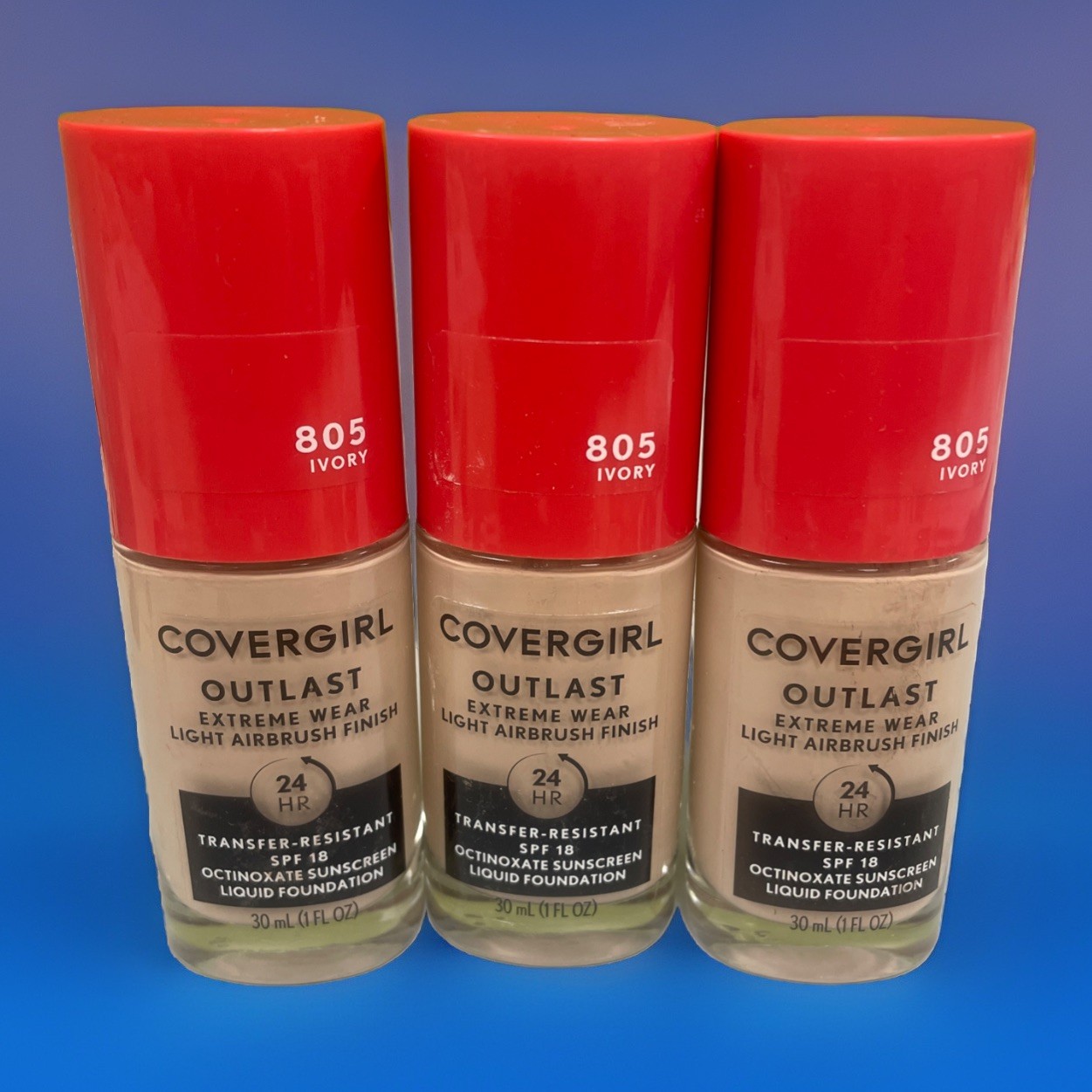 COVERGIRL Outlast Extreme Wear 3-in-1 Foundation 805 Ivory 1oz Lot Of 3