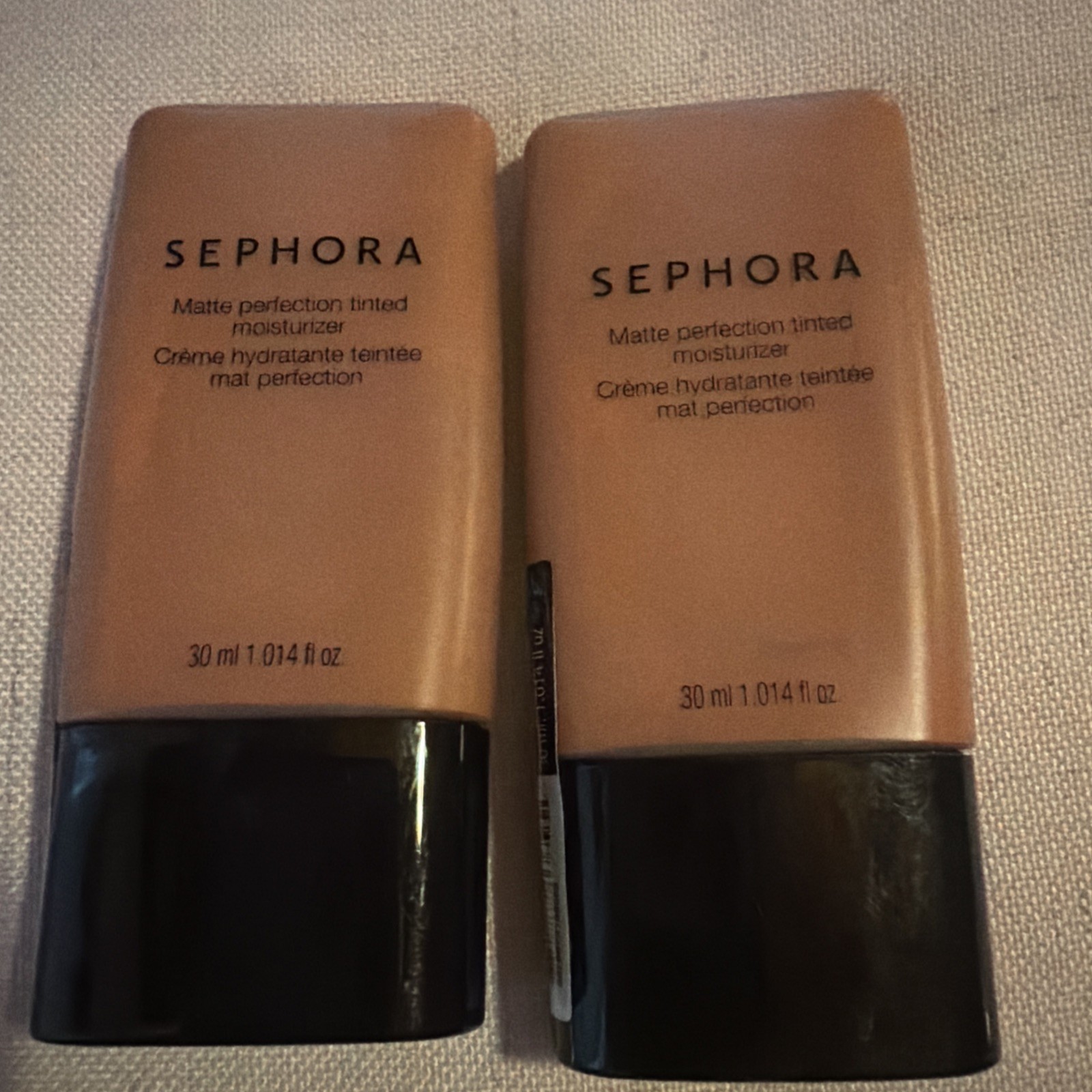 SEPHORA LOT OF TWO~ MATTE PERFECTION TINTED MOISTURIZER ~ # 13 TAFFETA 1.014 OZ
