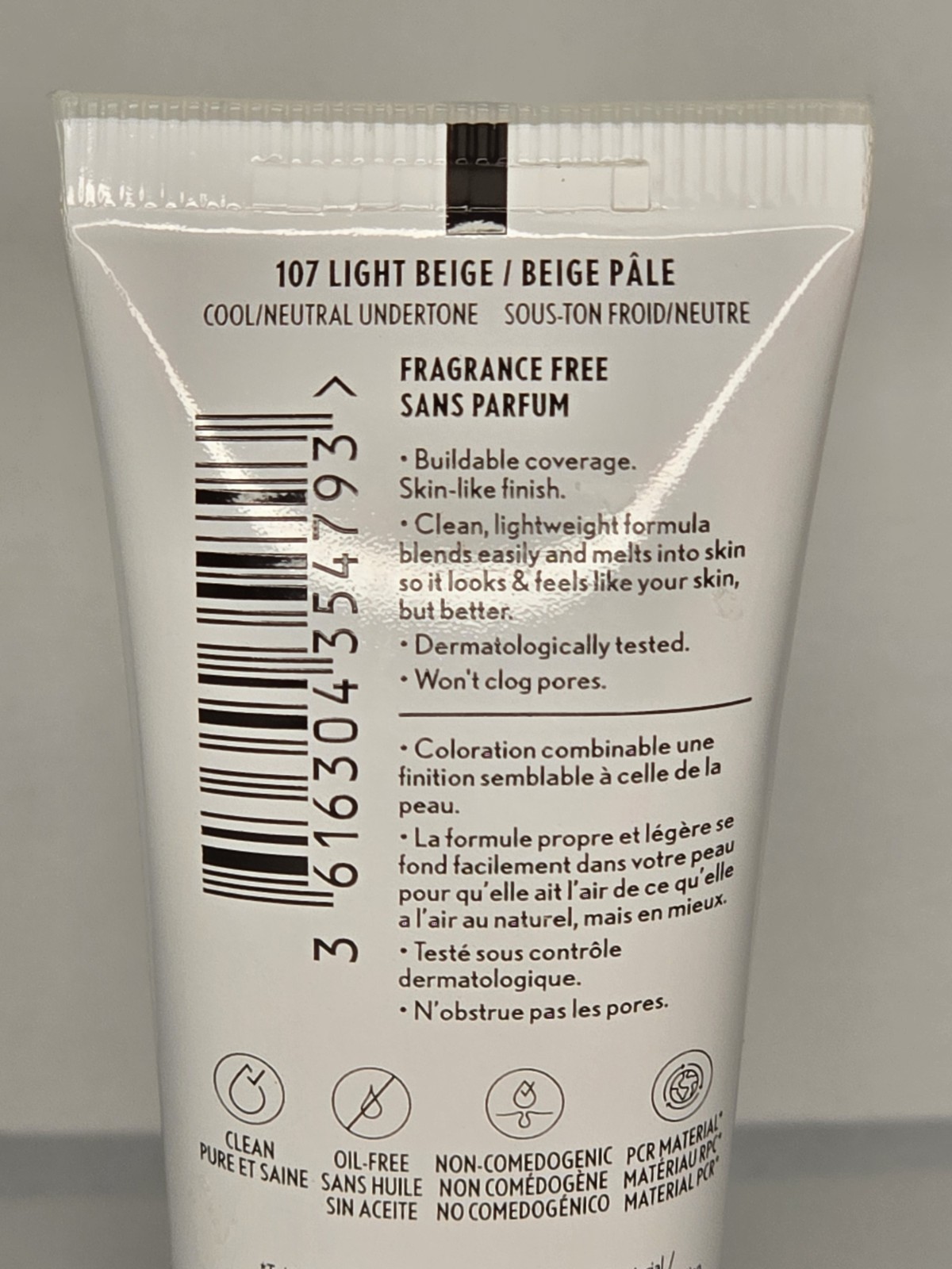 CoverGirl Clean Invisible Foundation 107 Light Beige 1oz Fragrance-Free Vegan