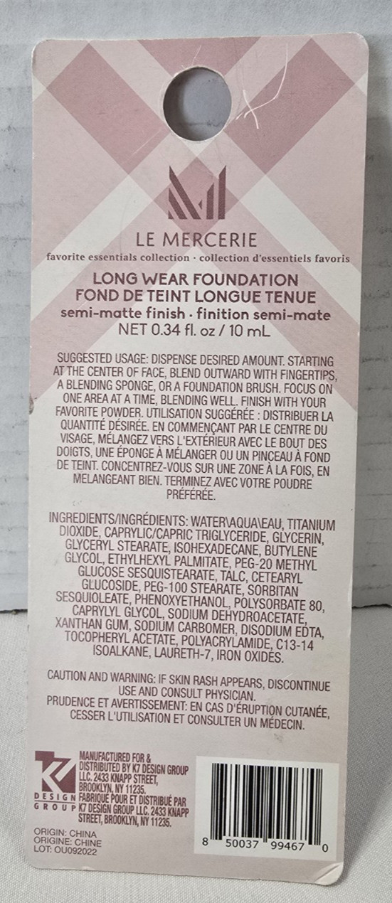 Le Mercerie Liquid Foundation .34floz. NEW-**Your CHOICE of color** Semi-Matte