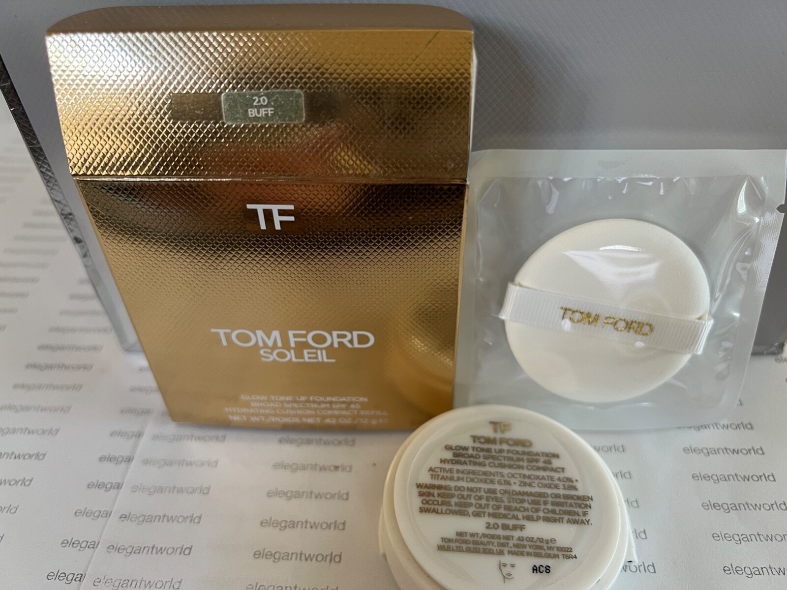 TOM FORD Soleil Glow TONE Up Foundation SPF 45 COMPACT REFILL.42oz/12g #2.0 BUFF
