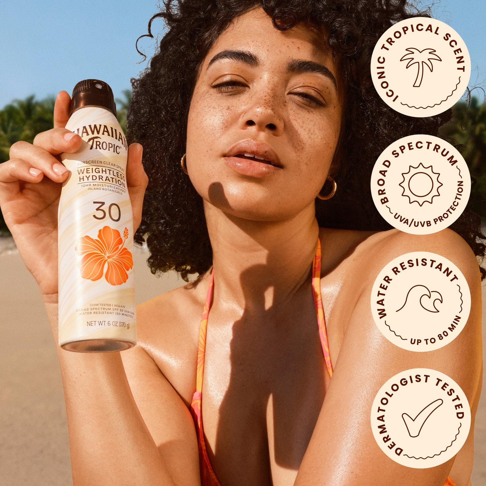 Hawaiian Tropic Weightless Hydration Clear Spray 6 Fl Oz (Pack of 2), Sun