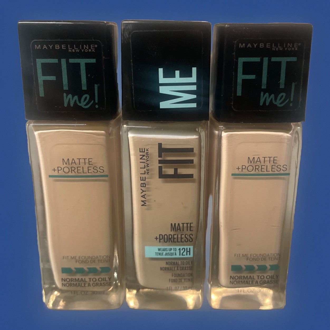 Maybelline Fit Me! Matte + Poreless Foundation 105 Fair Ivory Lot Of 3 Bottles