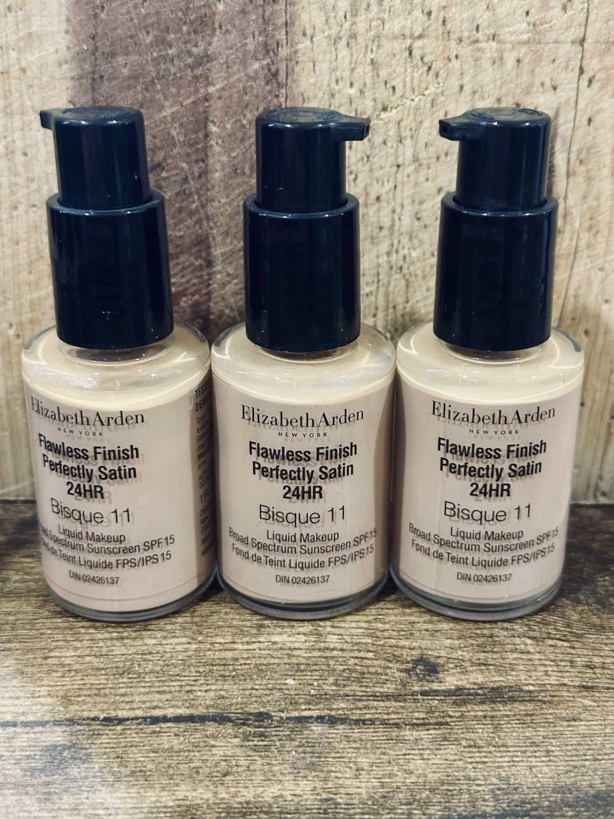 3X Elizabeth Arden Flawless Finish Perfectly Satin Foundation Bisque 11 (#BB3