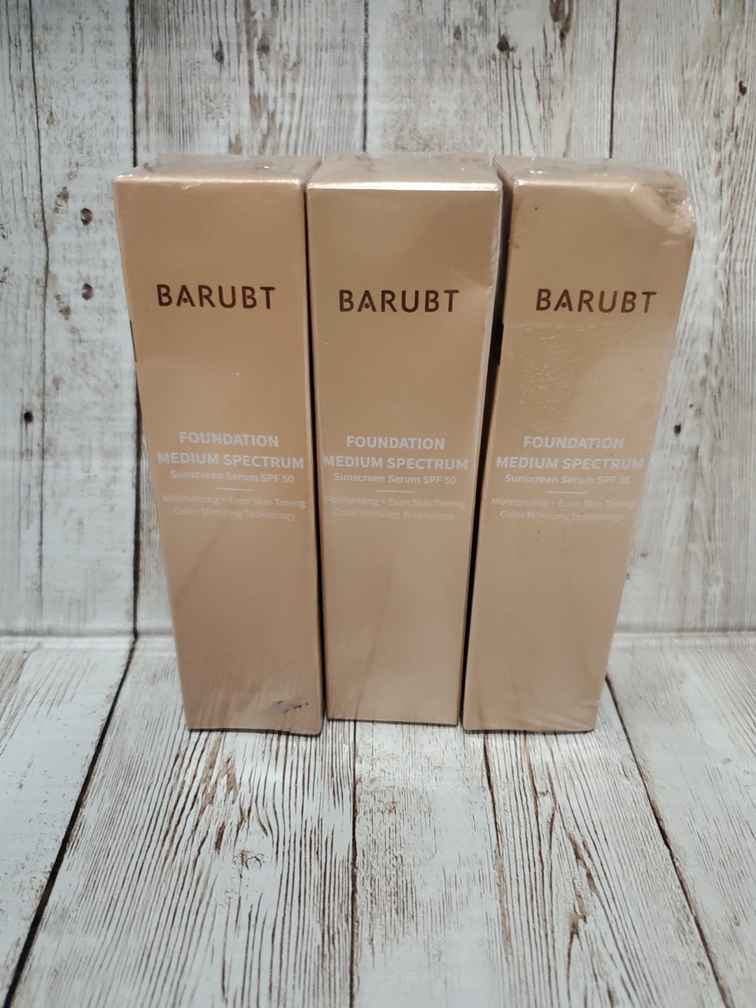 Lot Of 3 Barubt Foundation MEDIUM SPECTRUM SUNSCREEN SERUM SPF 50 1.4oz NEW