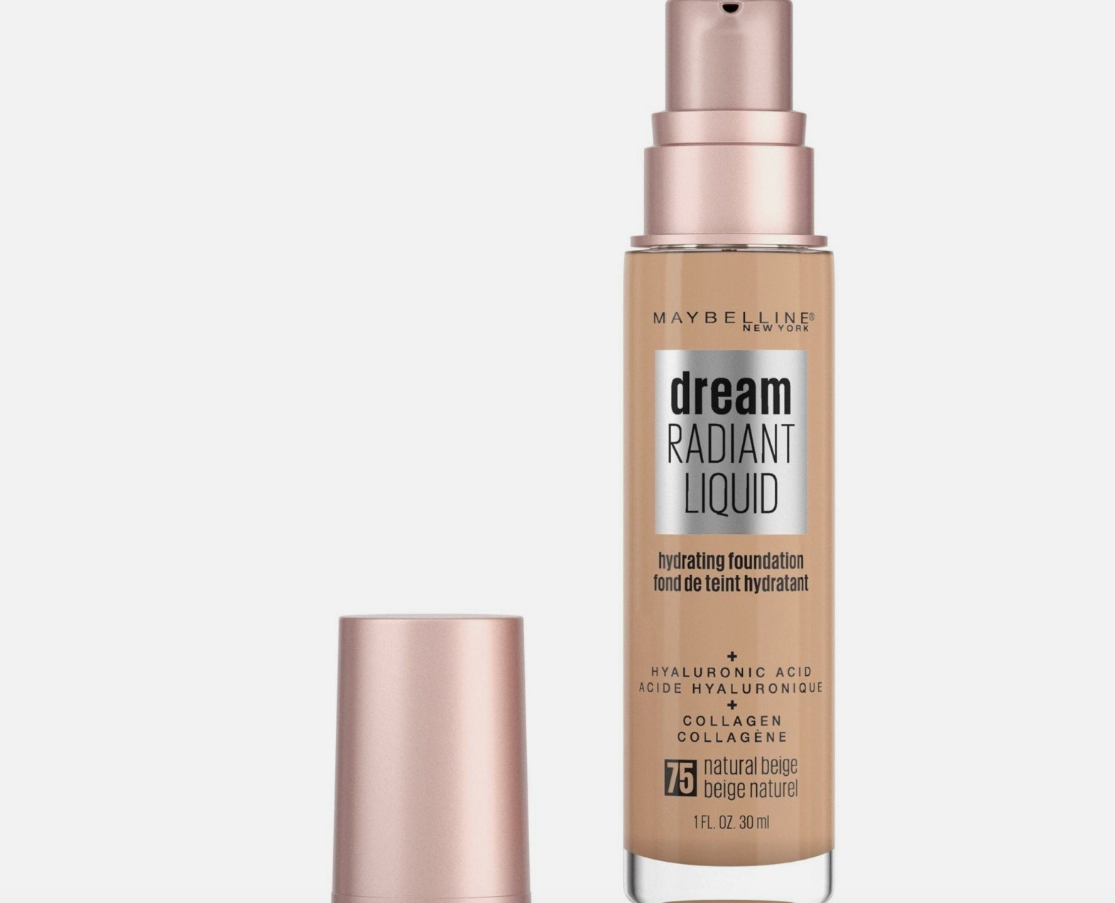 Maybelline Dream Radiant Liquid Foundation Makeup, 75 Natural Beige, 1 fl oz NEW