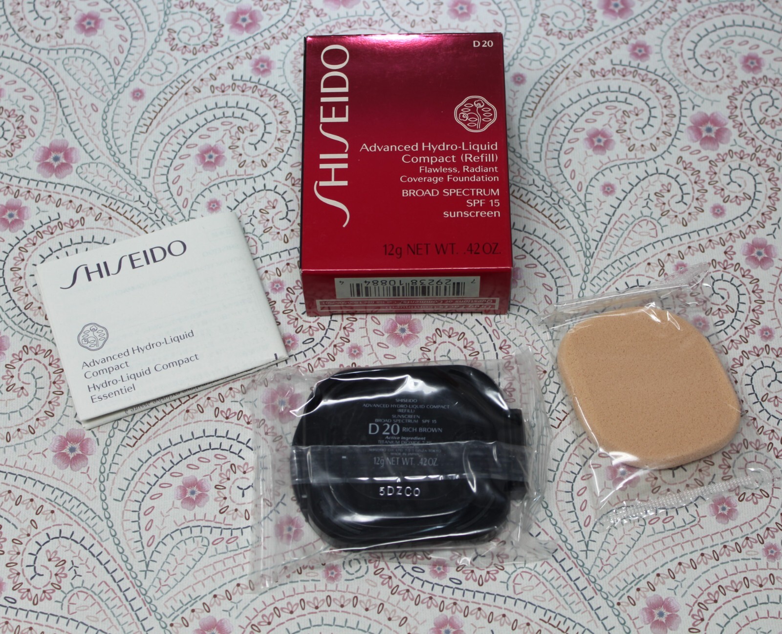 SALE! NEW Shiseido Advanced Hydro-Liquid Compact (Refill) SPF 15-D20 RICH BROWN