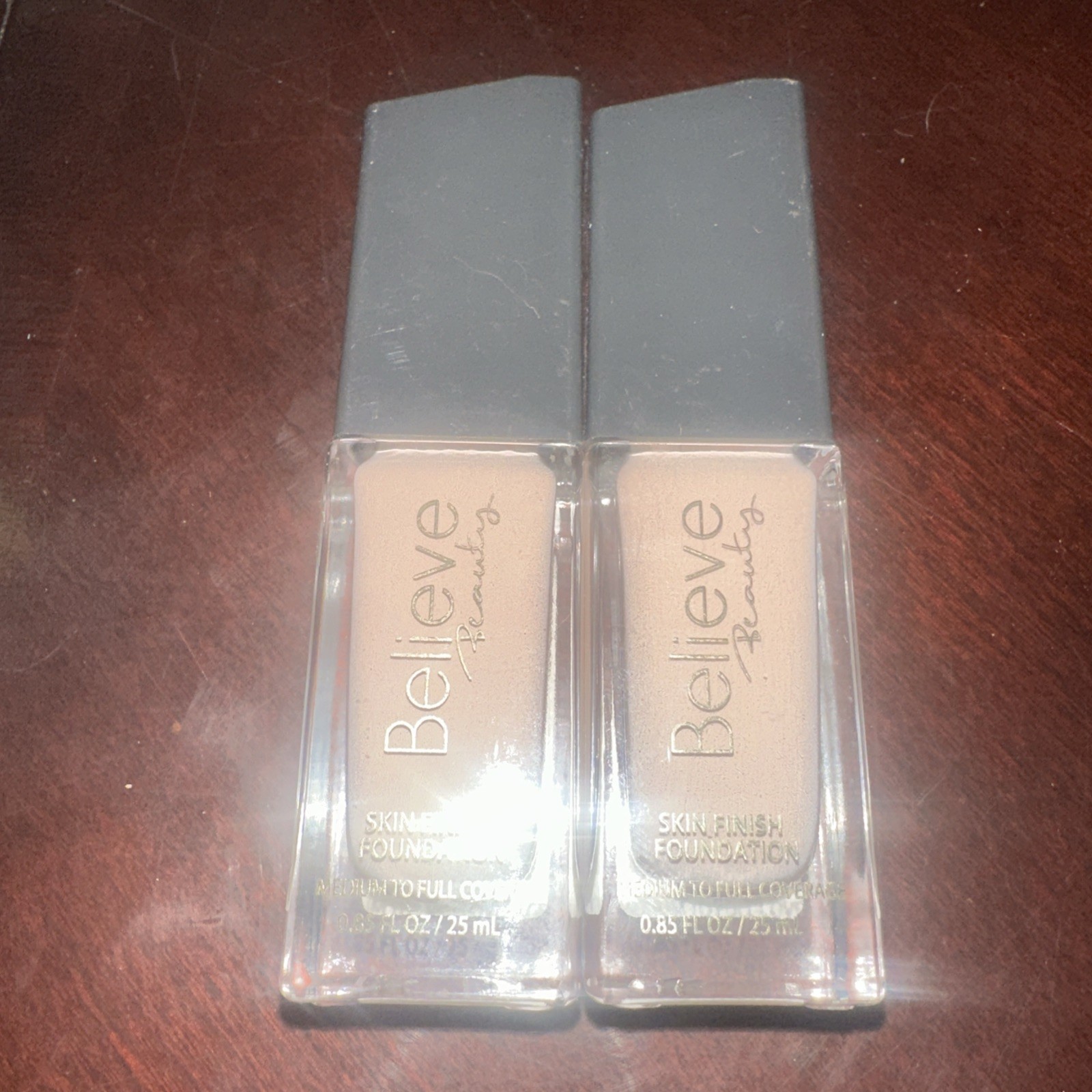 2) Believe Beauty Foundation Bottle Medium To Full Cover Warm Vanilla+ Ivory
