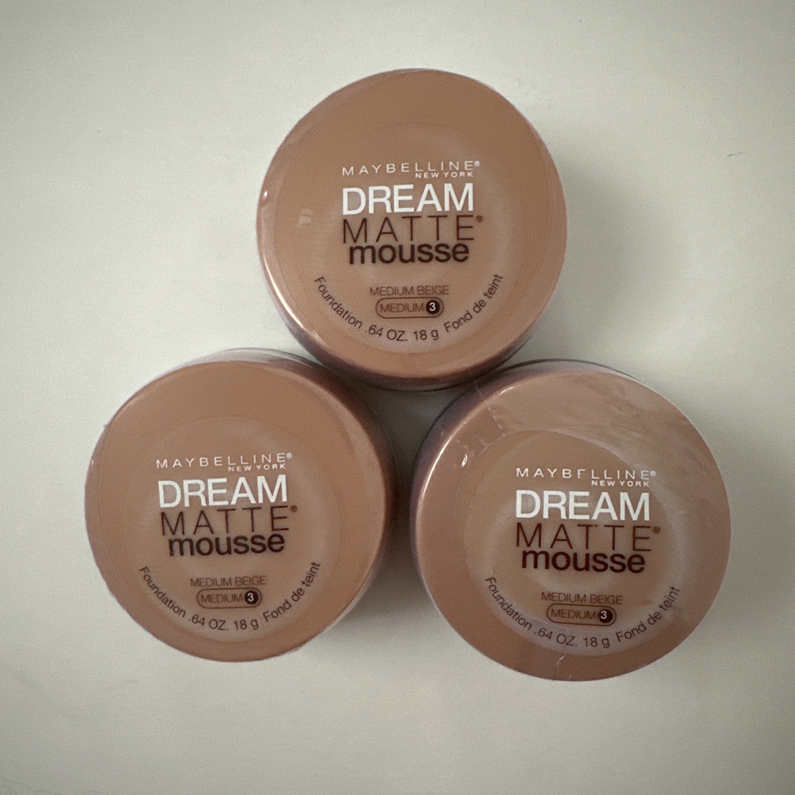 (3) Maybelline Dream Matte Mousse Foundation, Medium Beige, Medium 3, .64 oz