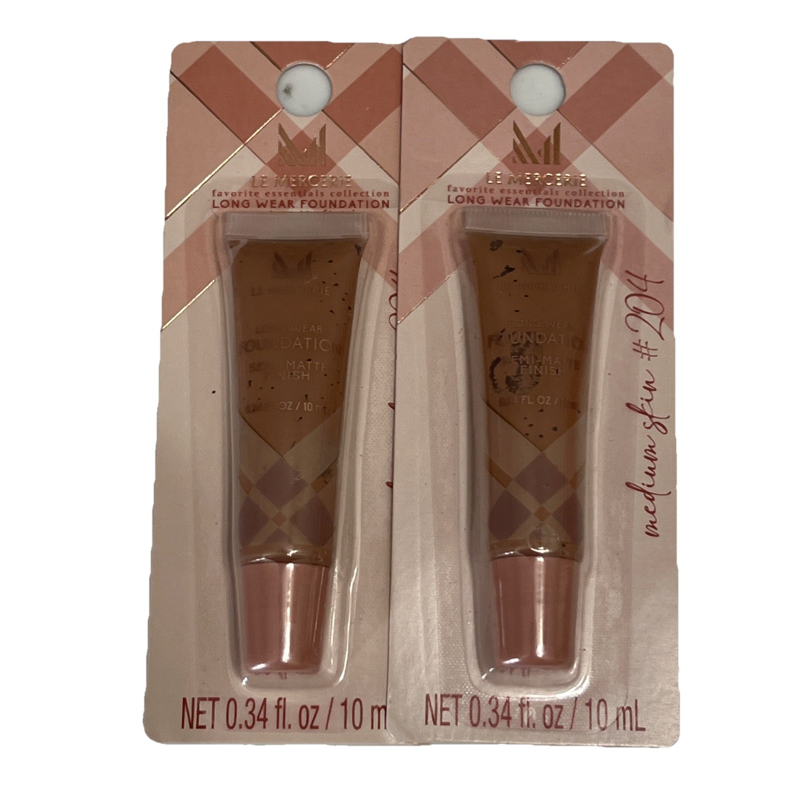 2 LE MERCERIE ESSENTIALS SEMI-MATTE FINISH LIQUID FOUNDATION MEDIUM #204 New