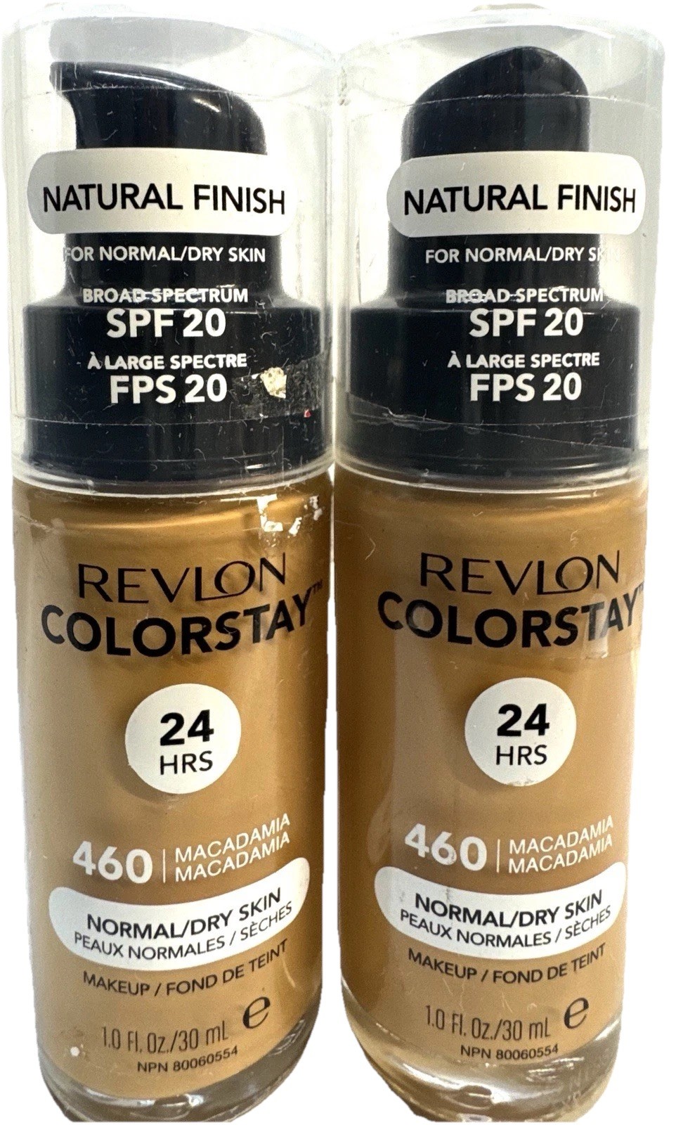 2 revlon colorstay 460 macadamia spf 20- 1oz natural finish scuffed bottle