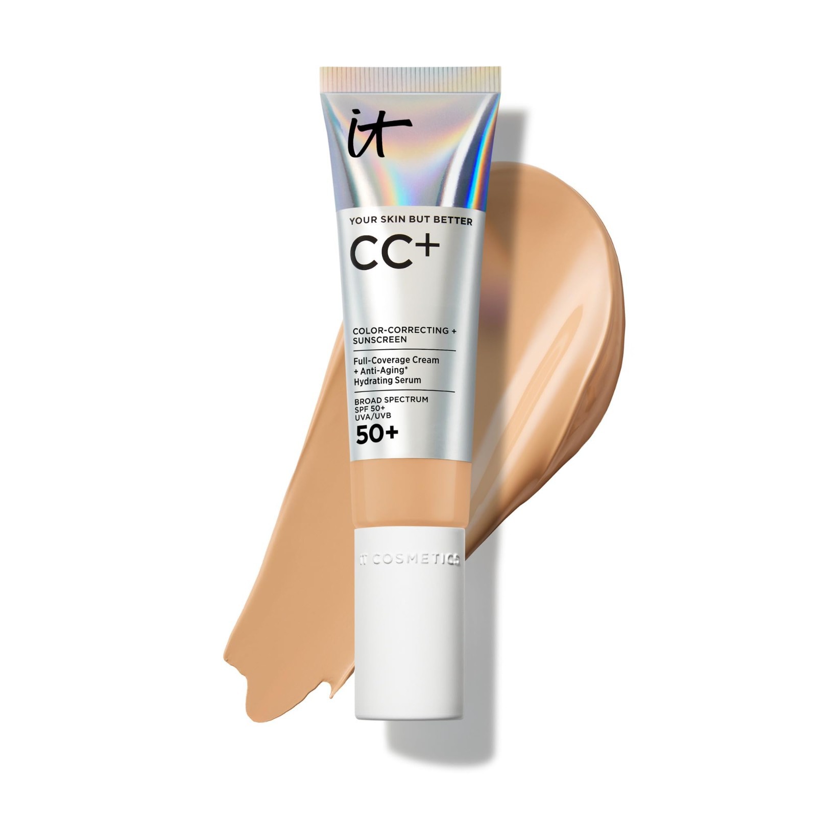 IT Cosmetics CC+ Cream – Natural Full Coverage Foundation With SPF 50+, Color Co
