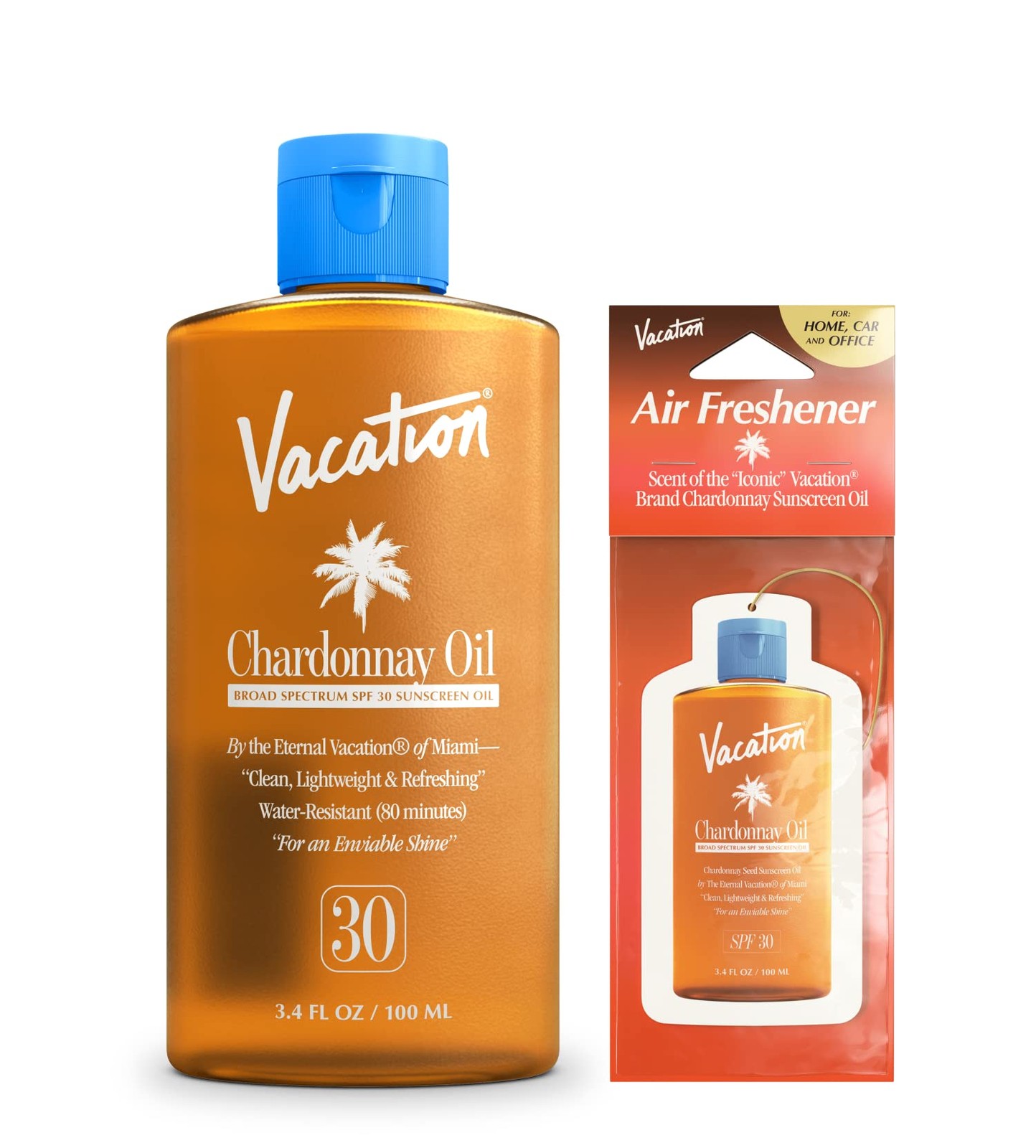 Vacation Chardonnay Oil SPF 30 & Air Freshener Bundle, 3.4 Fl Oz (Pack of 1)