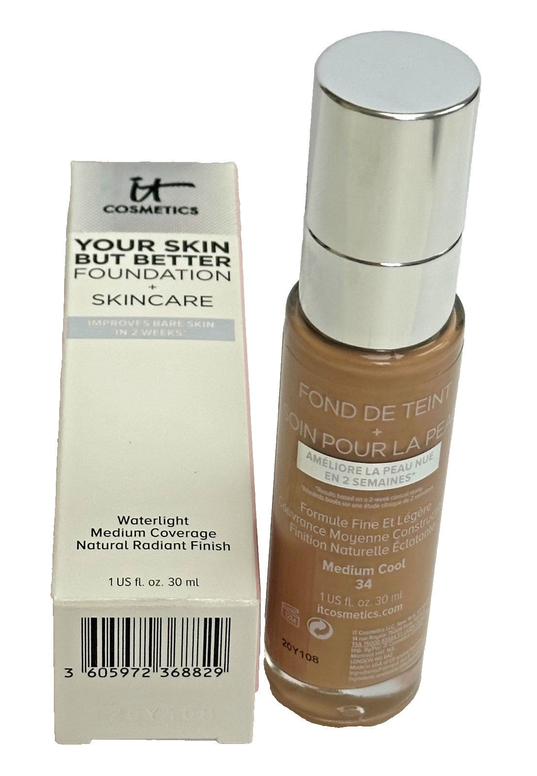 IT COSMETICS Your Skin But Better Foundation + Skincare Medium Cool 34 1 OZ